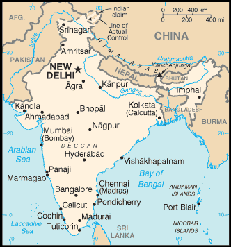 CIA - The World Factbook - India - Carte de l'Inde